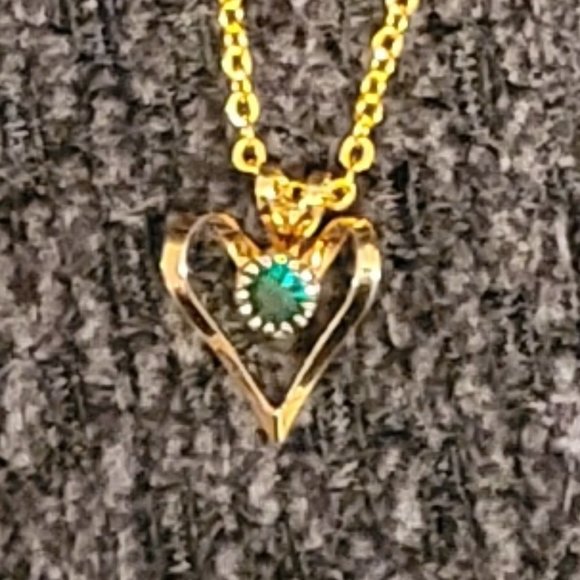Gold Look Heart Charm Necklace - Picture 2 of 2